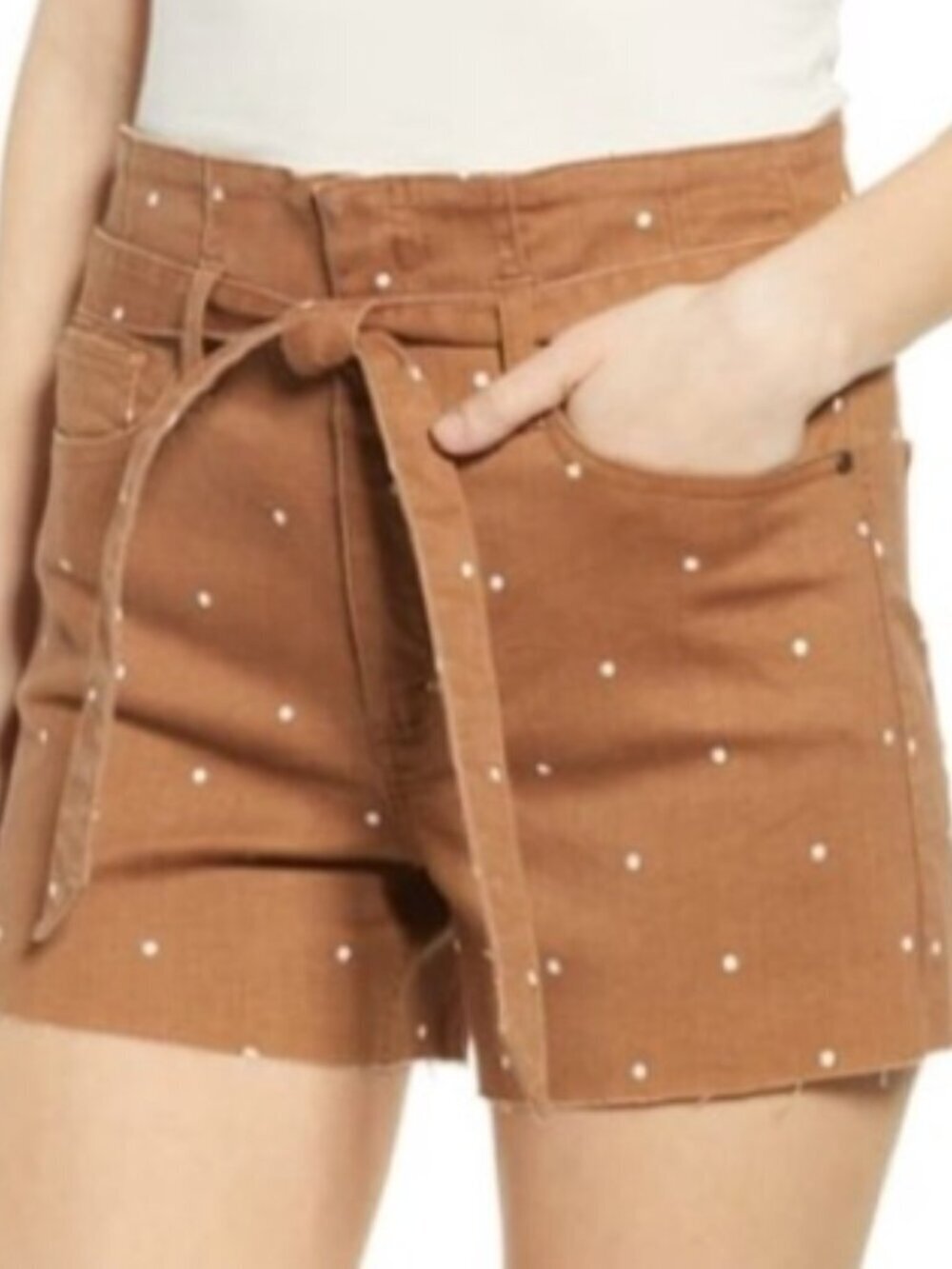 Mine High Waisted Shorts Polka Dots Tie Bow Belt NWOT